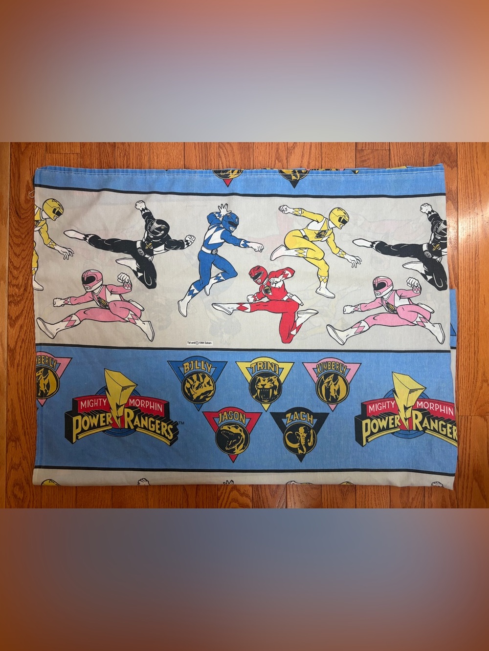 Vintage 1994 Mighty Morphin Power Rangers Twin Flat Sheet Saban 90s Bedding